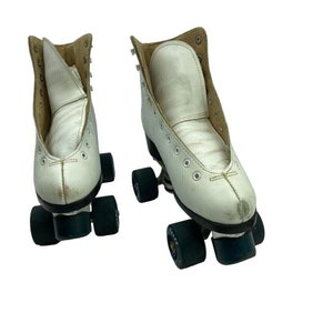 Vintage Sure Grip Super X 5R Rullskridskor Vita Läder Storlek 7