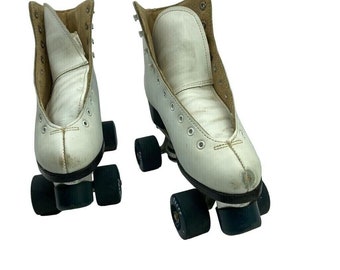 Vintage Sure Grip Super X 5R Roller Skates White Leather Size 7