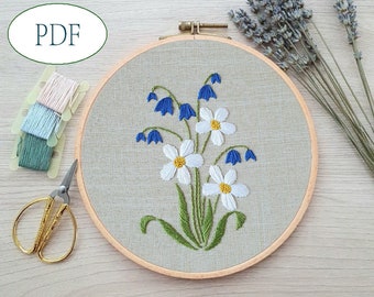 Margarita pdf bordado a mano principiante Patrón botánico DIY