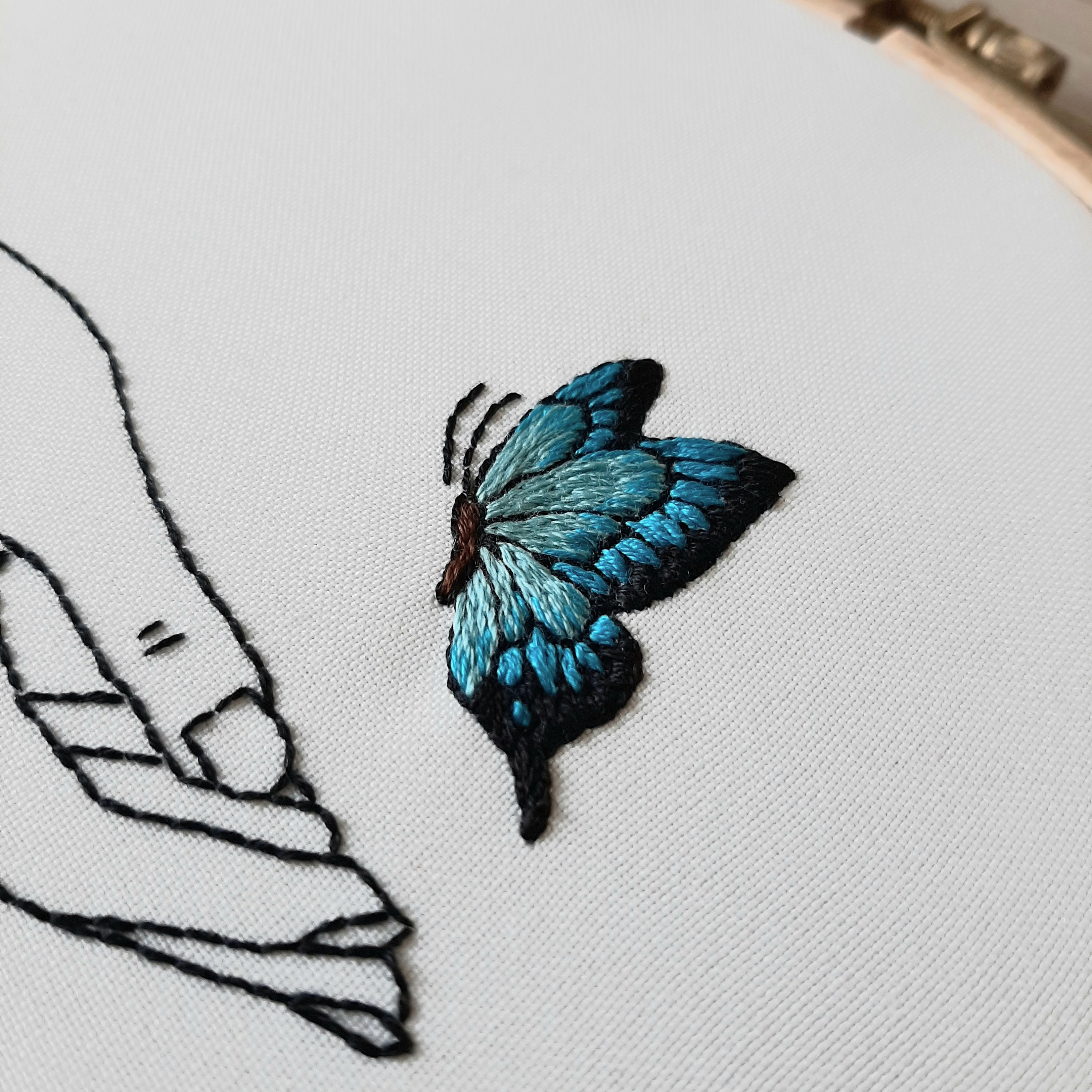 Blue Butterfly Pdf Hand Embroidery Beginner Butterfly Pattern DIY - Etsy