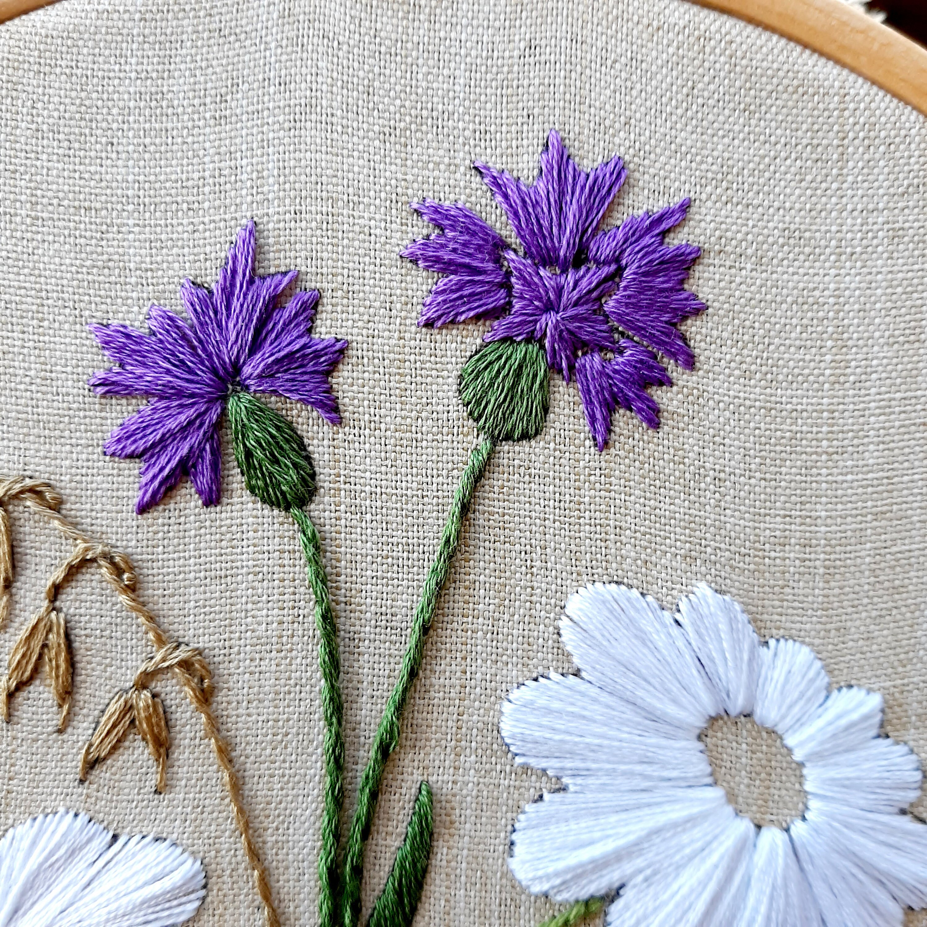 Daisy and Cornflower Pdf Hand Embroidery Beginner Botanical Pattern DIY ...