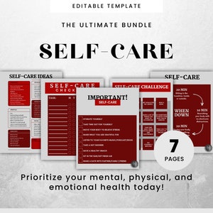 Printable Self-Care Template Bundle Self-Care Challenge Self-Care Checklist Self-Care Tracker Canva Editable Self-Care Self-Care Planner PDF
