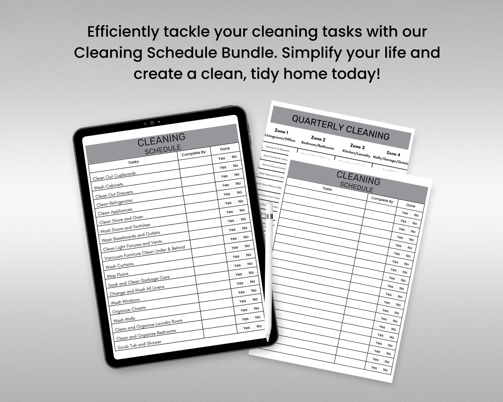 Printable Cleaning Schedule Bundle Cleaning Checklist Quarterly ...