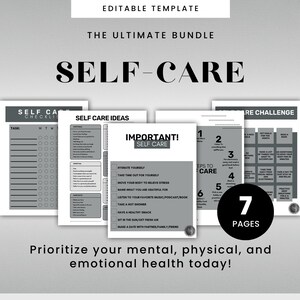 Printable Self-Care Template Bundle Self-Care Challenge Self-Care Checklist Self-Care Tracker Canva Editable Self-Care Self-Care Planner PDF