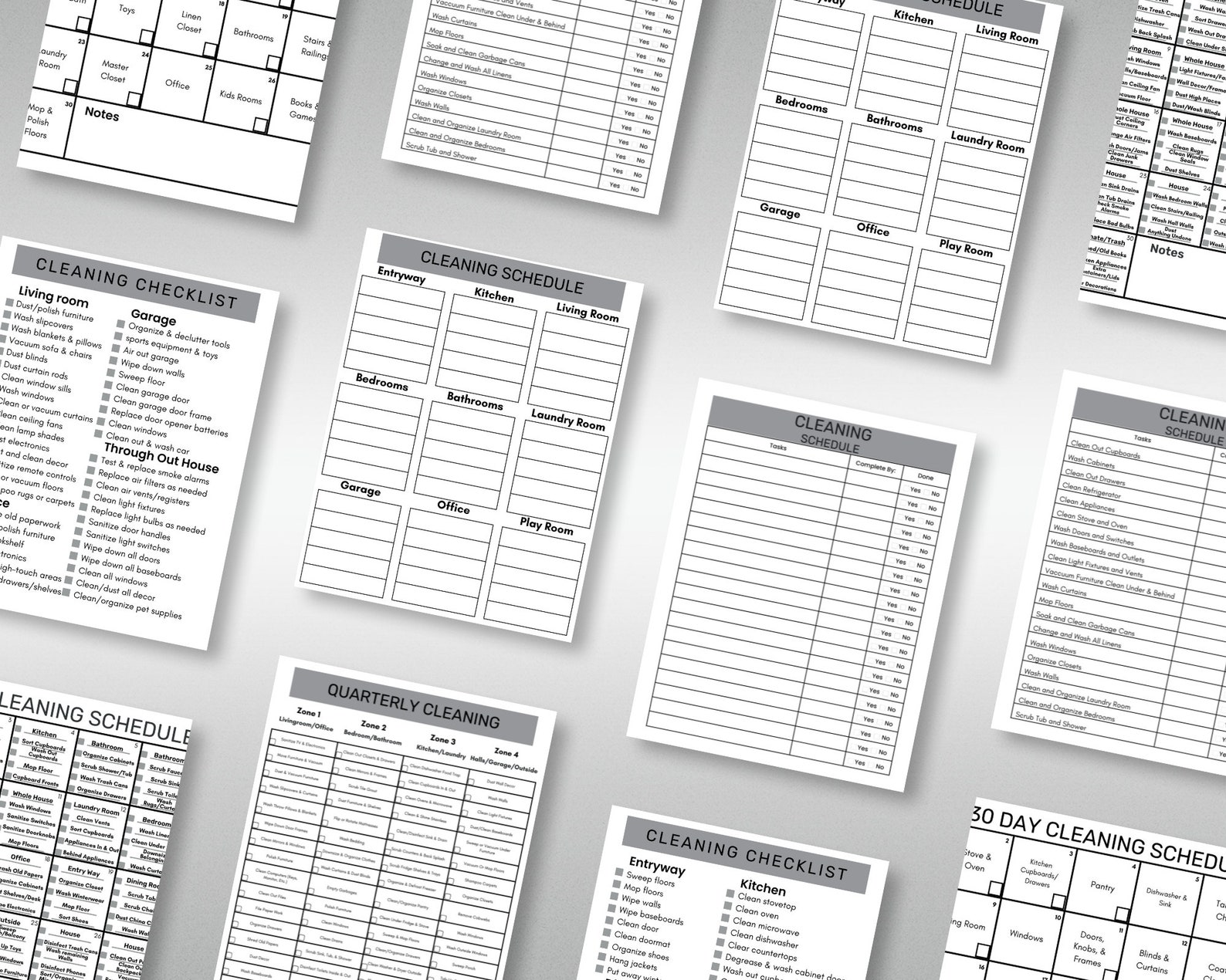Printable Cleaning Schedule Bundle Cleaning Checklist Quarterly ...