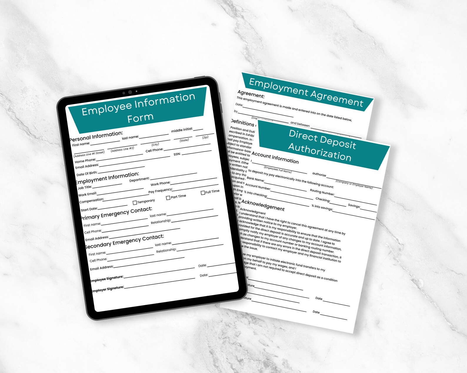 Employee Onboarding Packet Canva Editable Template Direct Deposit Form ...