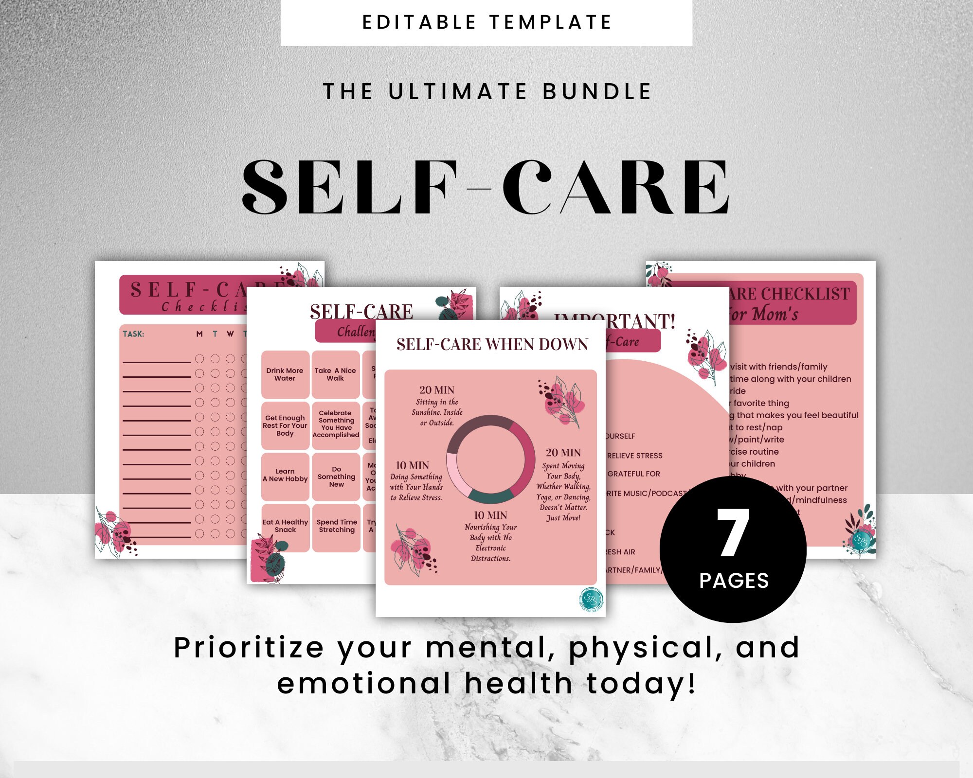 Printable Self Care Bundle Self Care Planner Self Love Tracker Moms ...
