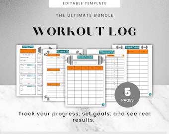 Workout Tracker Bundle canva editable fitness journal exercise tracker workout journal weight loss tracker printable exercise log