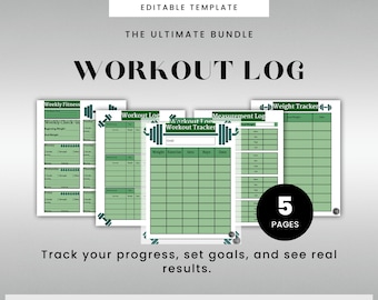 Workout Tracker Bundle canva editable fitness journal exercise tracker workout journal weight loss tracker printable exercise log
