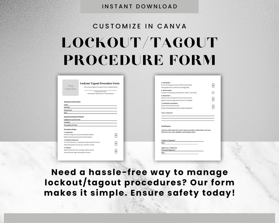Lockout Procedure Form Canva Editable Template Tagout Procedure Form ...