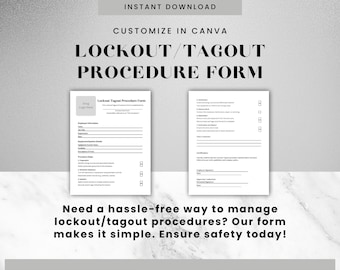 Lockout Procedure Form Canva Editable Template Tagout Procedure Form LOTO Safety Procedures Control Of Hazardous Energy Lockout Tagout Form