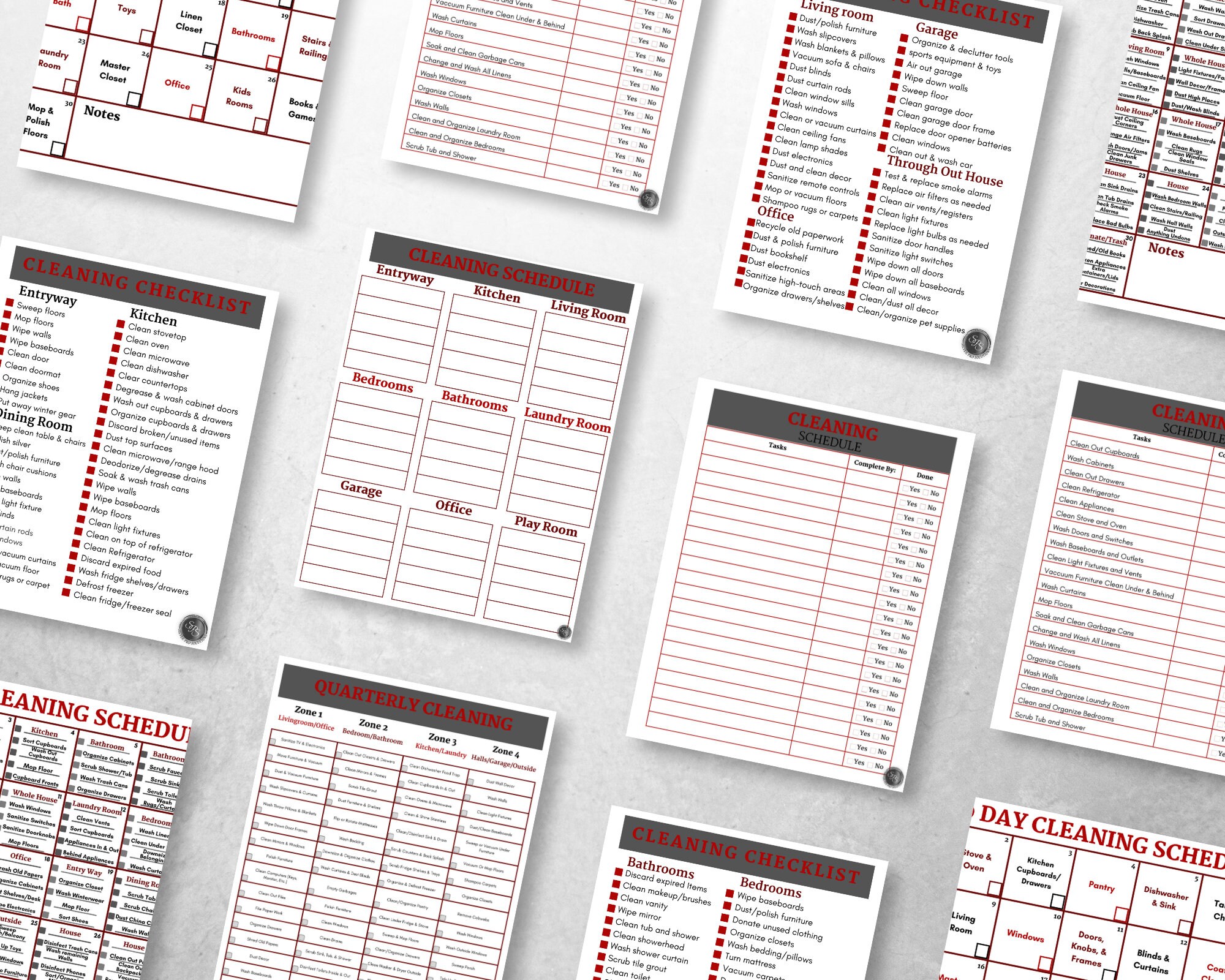 Printable Cleaning Schedule Bundle Cleaning Checklist Quarterly ...