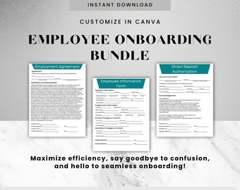Employee Onboarding Packet Canva Editable Template Direct Deposit Form Employee Information Document Employee Agreement Form HR Hiring PDF