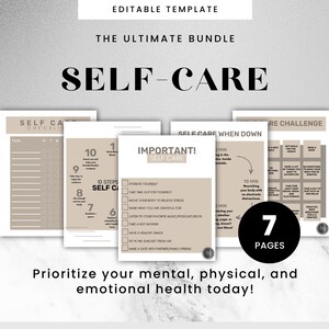 Printable Self-Care Template Bundle Self-Care Challenge Self-Care Checklist Self-Care Tracker Canva Editable Self-Care Self-Care Planner PDF