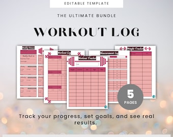 Workout Tracker Bundle canva editable fitness journal exercise tracker workout journal weight loss tracker printable exercise log