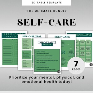 Printable Self-Care Template Bundle Self-Care Challenge Self-Care Checklist Self-Care Tracker Canva Editable Self-Care Self-Care Planner PDF