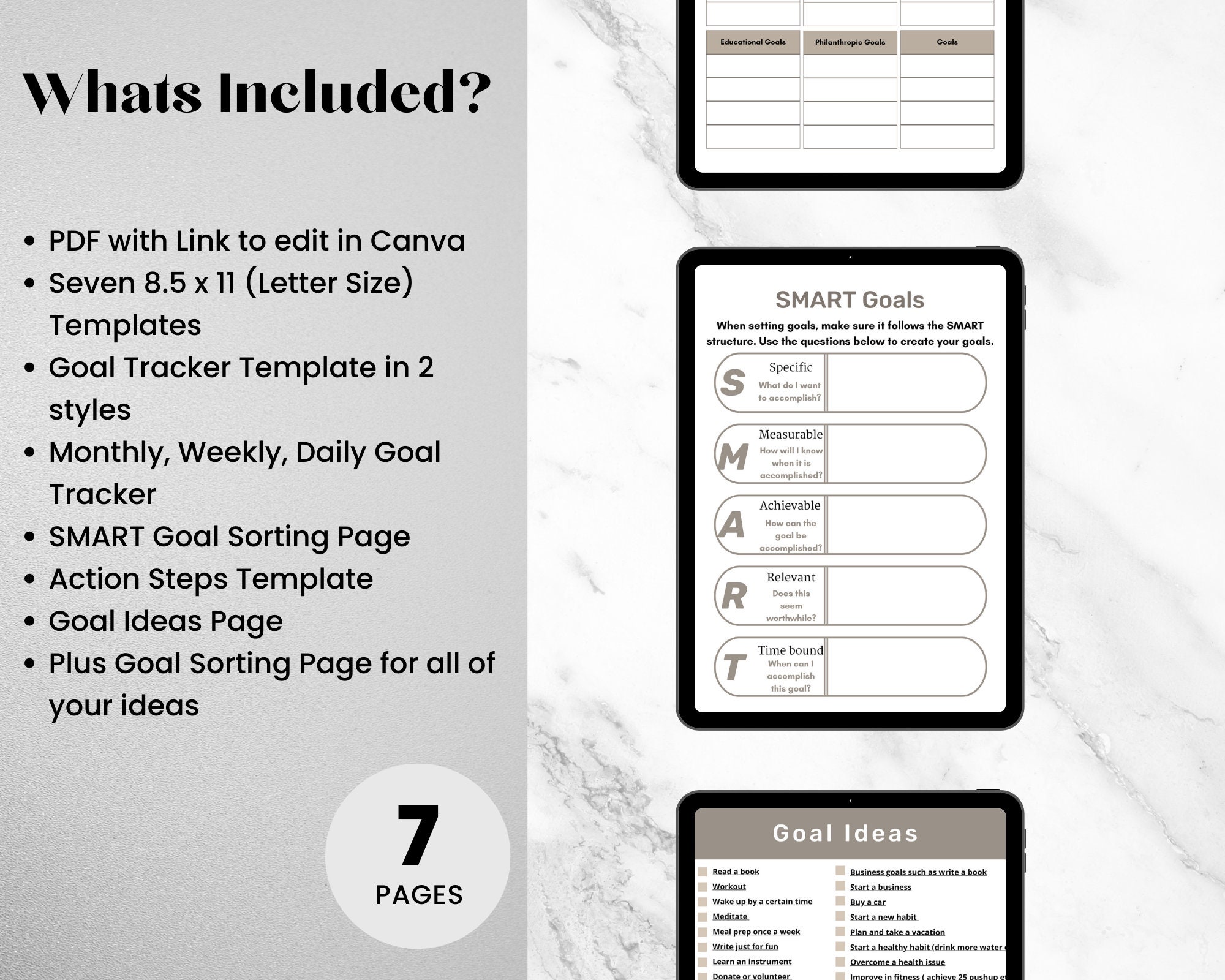 Goal Planner SMART Goals Template Goal Tracker Goal Ideas Goal Setting ...