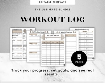 Workout Tracker Bundle canva editable fitness journal exercise tracker workout journal weight loss tracker printable exercise log