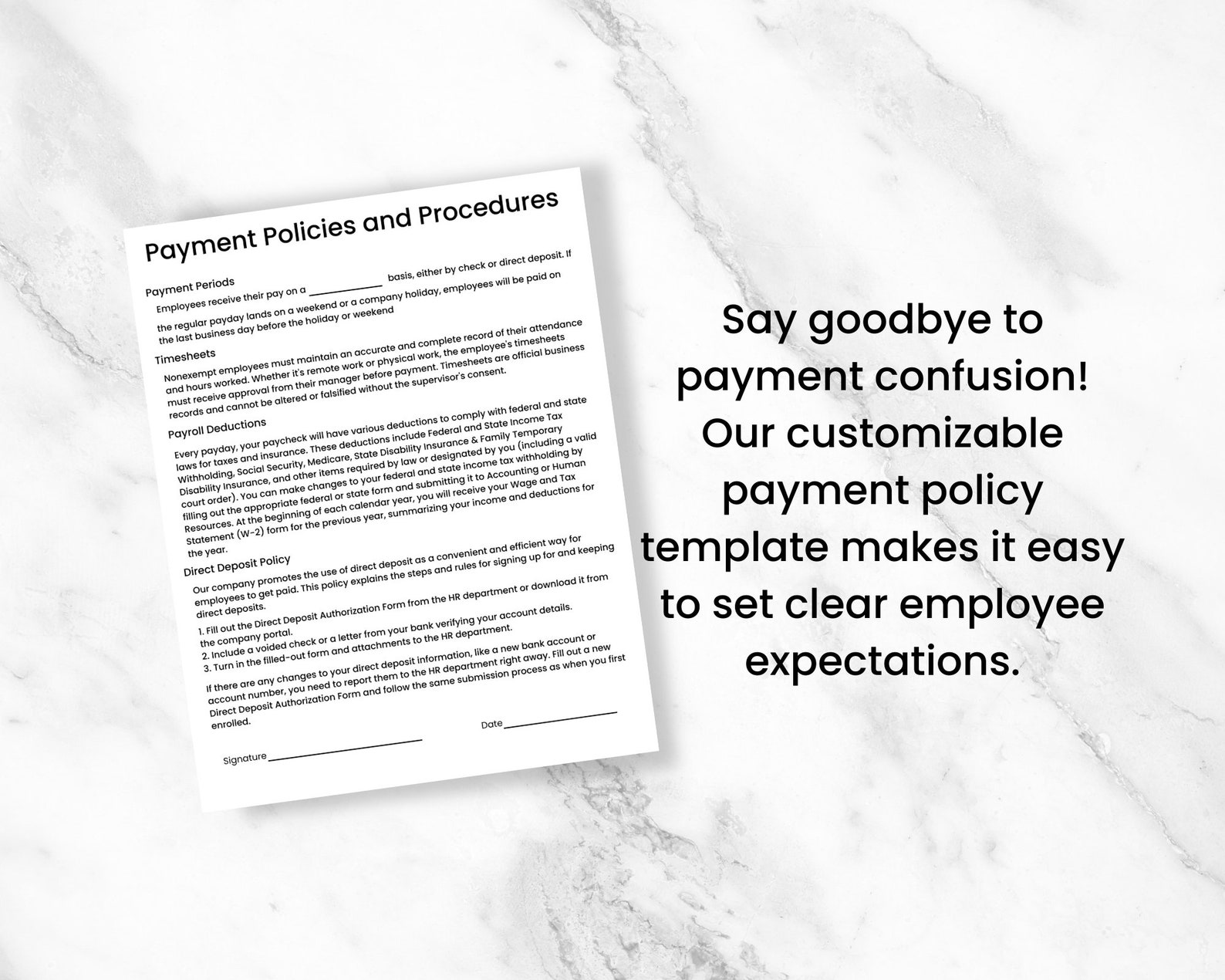 Payment Policies and Procedures Canva Editable Template Business ...