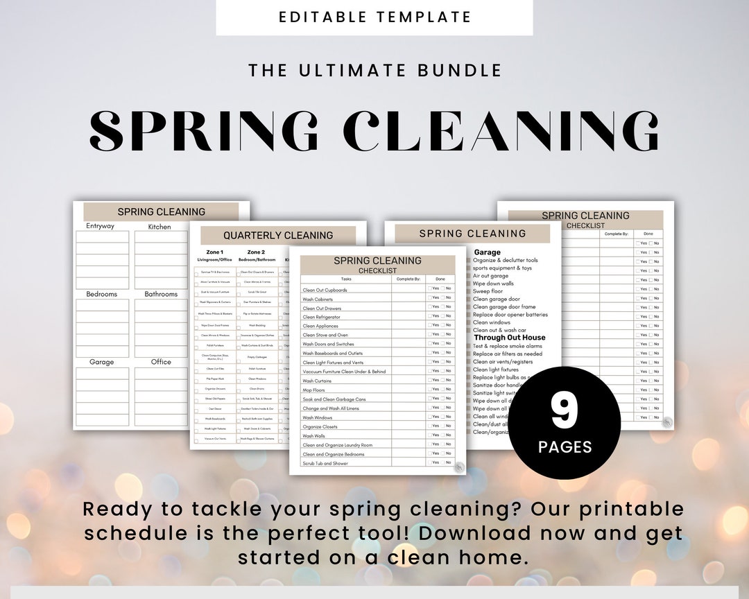 Canva Editable Spring Cleaning Bundle, Printable Spring Cleaning ...