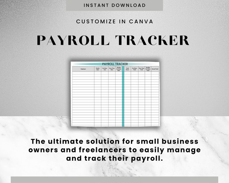 Payroll Tracker Canva Editable Template Payroll Tracker Spreadsheet ...