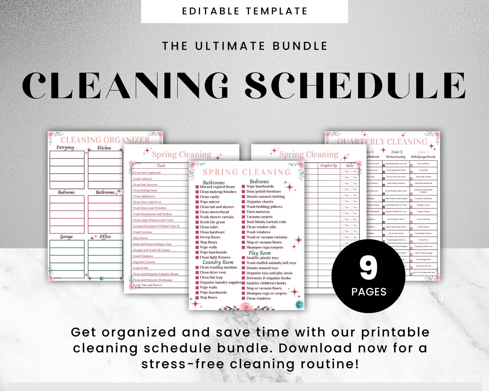 Printable Cleaning Schedule Bundle Cleaning Checklist Quarterly ...