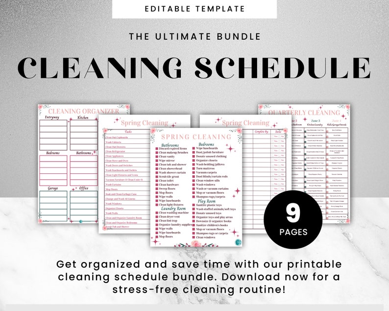 Printable Cleaning Schedule Bundle Cleaning Checklist Quarterly ...