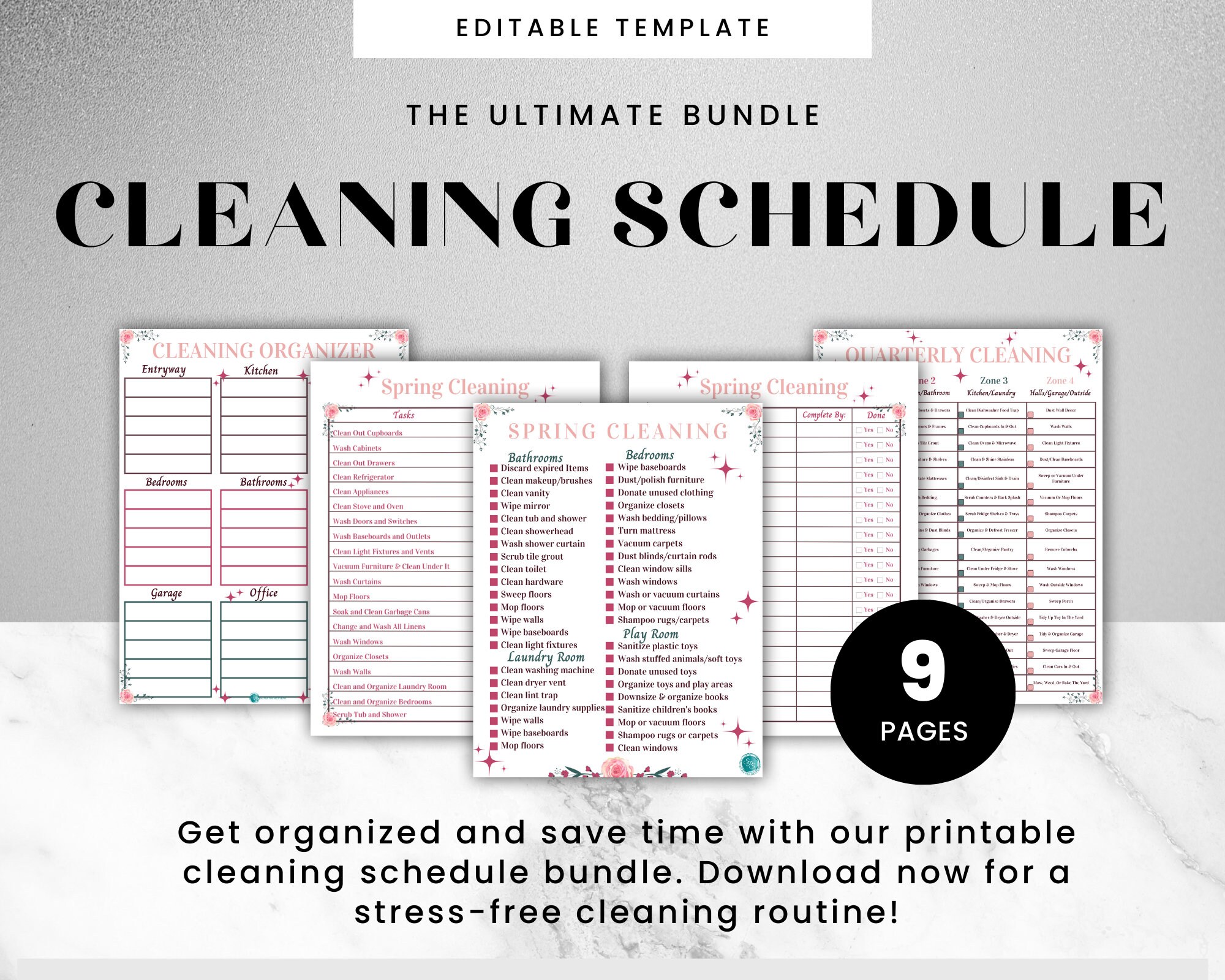 Printable Cleaning Schedule Bundle Cleaning Checklist Quarterly ...