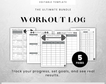 Workout Tracker Bundle canva editable fitness journal exercise tracker workout journal weight loss tracker printable exercise log