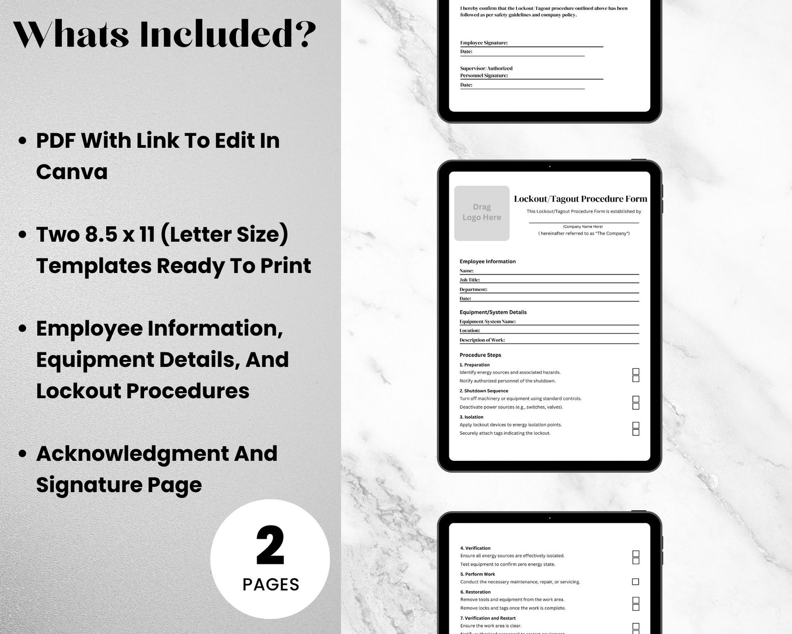 Lockout Procedure Form Canva Editable Template Tagout Procedure Form ...