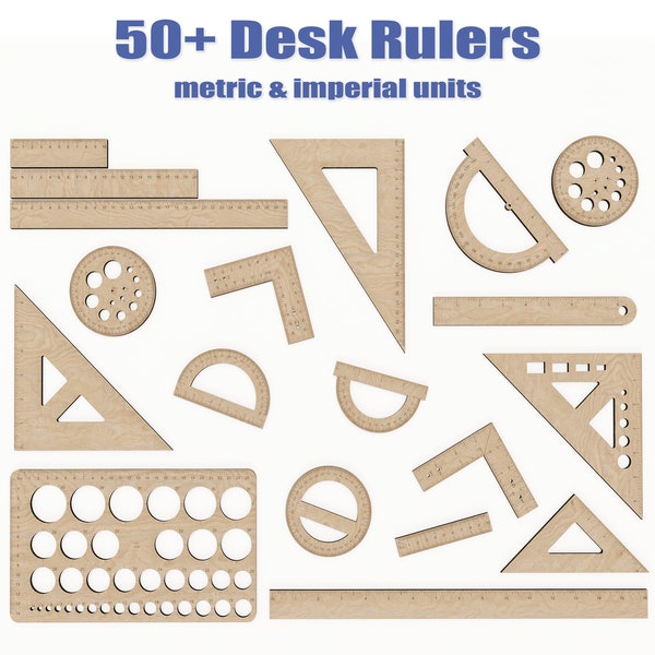 Règles découpées au laser - règles de la rentrée - plus de 50 règles - fichiers découpés au laser - fichiers vectoriels DXF et SVG pour la découpe laser du bois - Glowforge