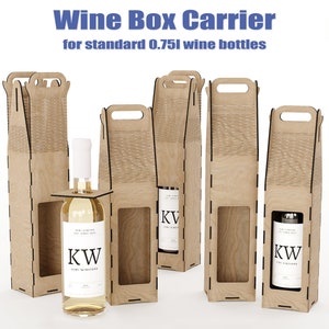 Wine Bottle Box - Laser Cut Files - Ceremony Wine Bottle Box Bundle, Wedding - DXF & SVG Wine Crate, Wedding Gift - Glowforge Living Hinge