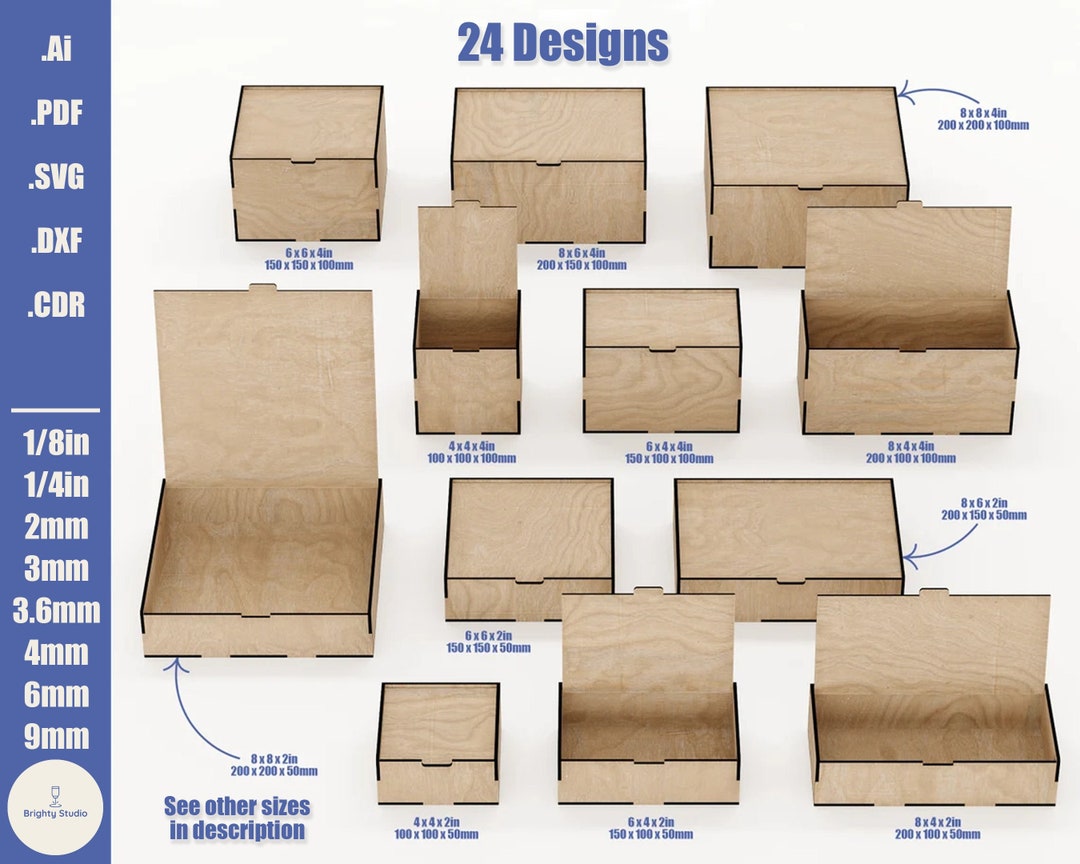 Laser Cut Box With Flip up Lid Storage Box Bundle Multiple - Etsy Hong Kong