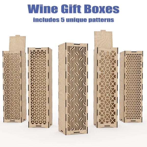 Laser Cut Wine Box Bundle, SVG Files Gift Wine Crate, Laser Cut Files Bottle Box, Glowforge Files, Digital File Gift Box, Wine Crate Box SVG