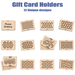 Porta-cartão de presente deslizante - Porta-cartão de presente de aniversário SVG - Arquivo de corte a laser para caixa de cartão de presente, Porta-cartão de presente personalizado