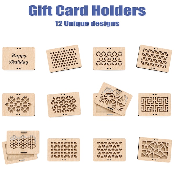 Sliding Gift Card Holder - Birthday Gift Card Box Holder SVG -  Gift Card Box Laser Cut File, Personalized Gift Card Holder