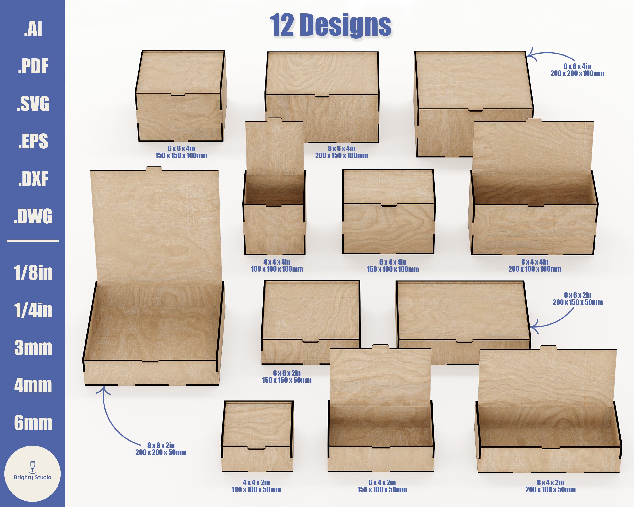 Laser Cut Box With Flip up Lid Storage Box Bundle Multiple Etsy