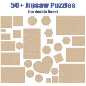 Laser geschnittene Jigsaw Puzzles-Datei, 50+ Mega Puzzles Bundle, SVG-Dateien, Puzzle-Vorlagen, DXF-Dateien für das Laserschneiden von Holz - Glowforge, Cricut