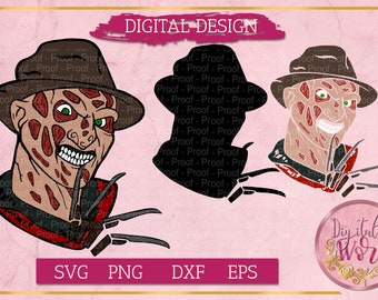 Freddy Krueger SVG, Cut File, Halloween cut file, Halloween SVG, Horror svg cut file, horror Character, Nightmare on elm Street Svg, Svg Png