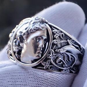 God Apollo Silver Ring: Greek Mythology Jewelry