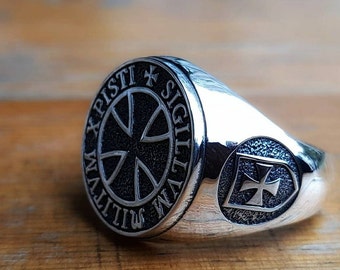 Sterling Silver Knights Templar Ring: Templar Men Jewelry