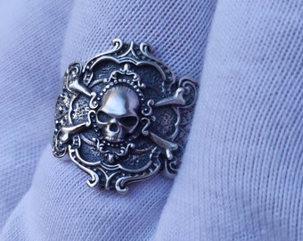 ハンドメイド 925 スターリングシルバー スカルリング パンク ゴシック