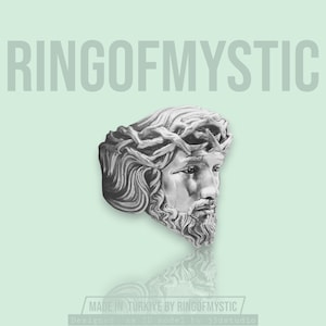 Jesus Silver Ring, Jesus Head Ring, Catholic Christian Ring, Vintage Jesus Signet Ring, Baptism Christian Catholic Jewelry Gift for Men Boys