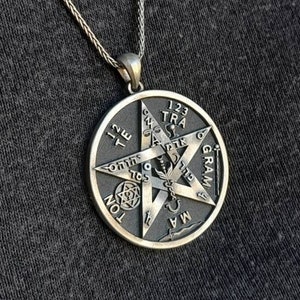 Tetragrammaton pendant, Sterling Silver Pentacle pendant, Tetragrammaton Necklace, Tetragrammaton Mysterious Symbols gift, solomon pendant