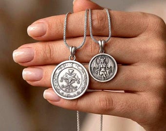 Lilith Sigil Necklace, Double Sided Pendant, Dark Feminine Talisman, Sterling Silver Amulet