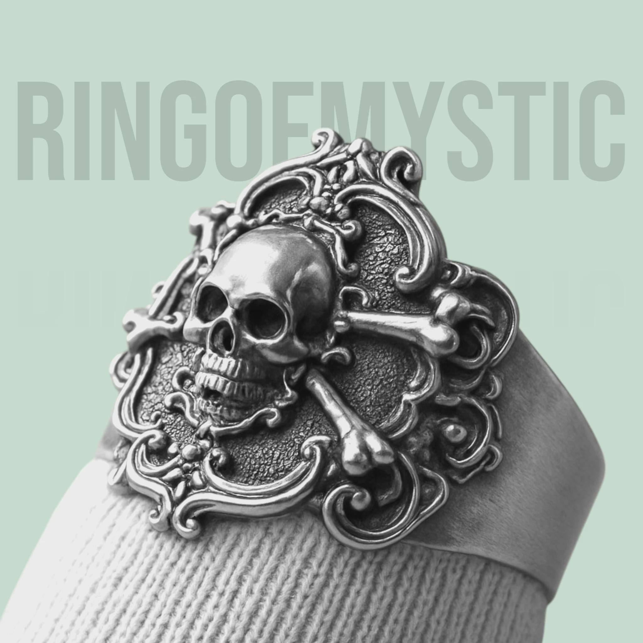 Anello Con Teschio Pirata In Argento Sterling Con Ossa Incrociate Di - Foto 13