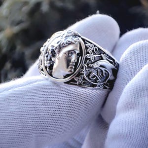 Anillo de plata de ley de Apolo, joyería de mitología griega, anillo para hombre