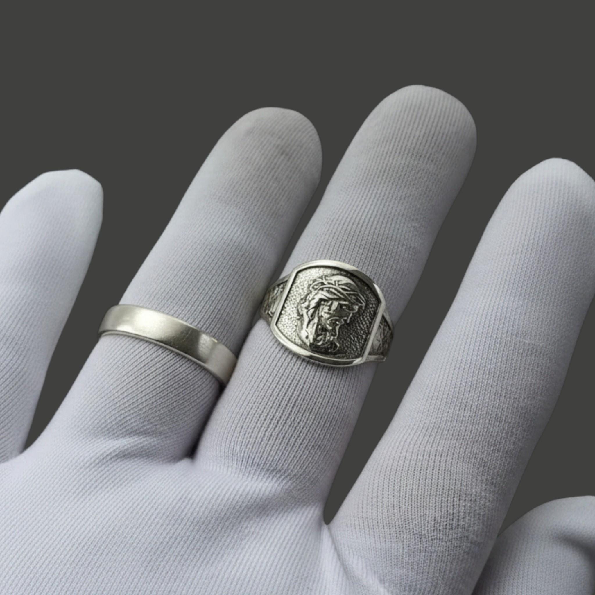 Jesus Silver Ring, Catholic Christian Vintage Sterling Signet, Baptism ...