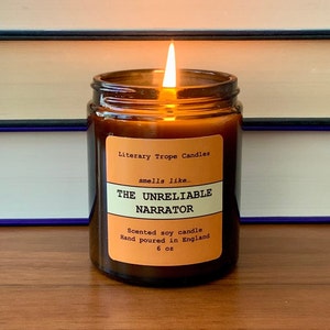 The Unreliable Narrator - Soy scented vegan book trope candle - Hand poured in England - Bookish candle - Gift for readers