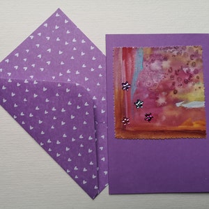 Carte A6 aquarelle originale pièce unique avec embellissement